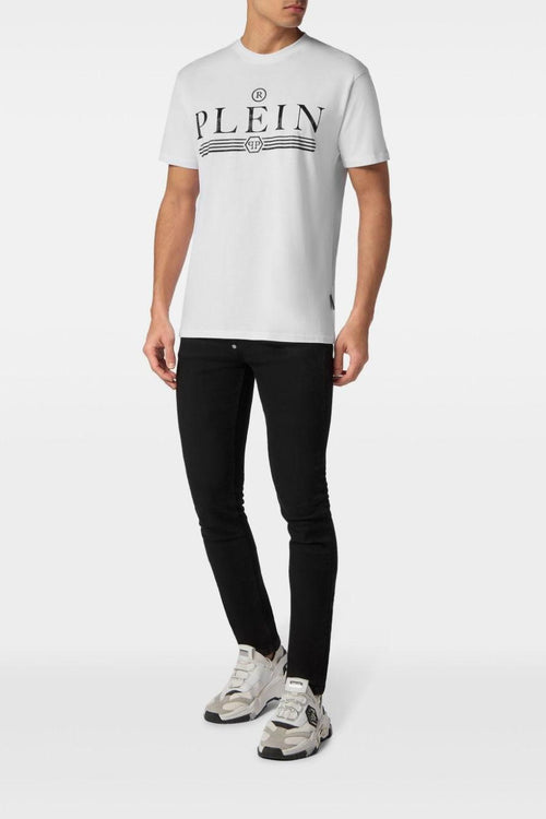 T-shirt Bianco Uomo Logo Strass