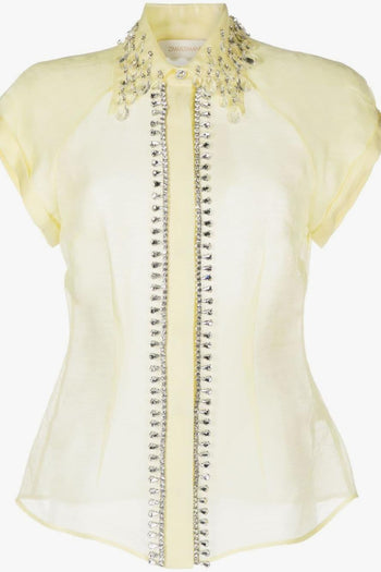 Blusa Giallo Donna con Strass - 4