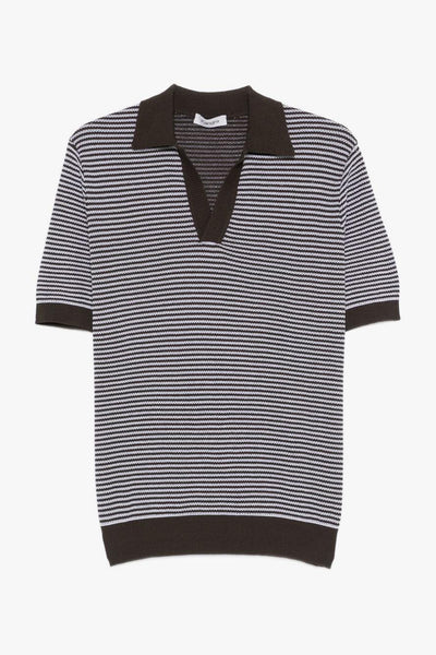 Polo Righe Uomo Marrone