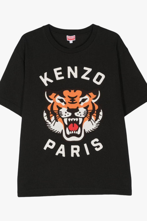 T-shirt Nero Donna Stampa Logo Tigre