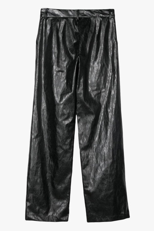 Pantalone Nero Donna Ecopelle Gamba Ampia - 2