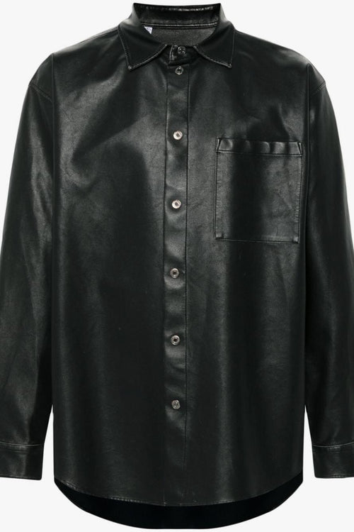 Msgm Camicia Ecopelle Camicia Nero Uomo Ecopelle Su Progetto Seta