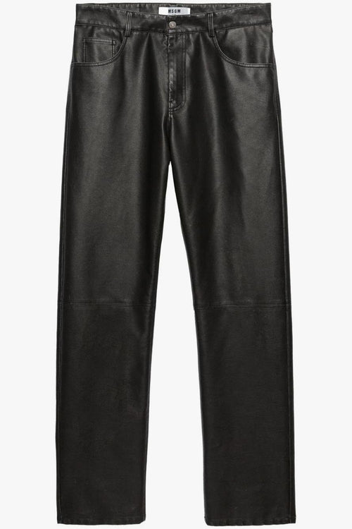 Pantalone Nero Uomo Pelle