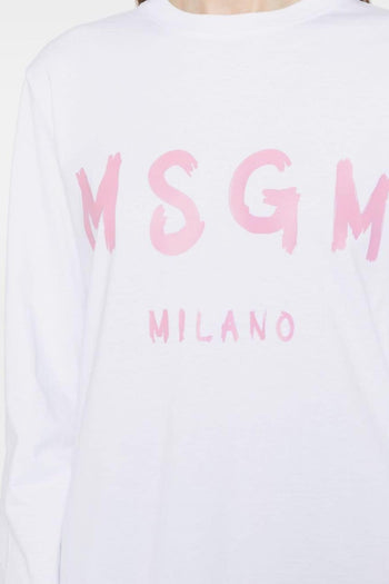 T-shirt Bianco Donna Logo Milano Maniche Lunghe - 4