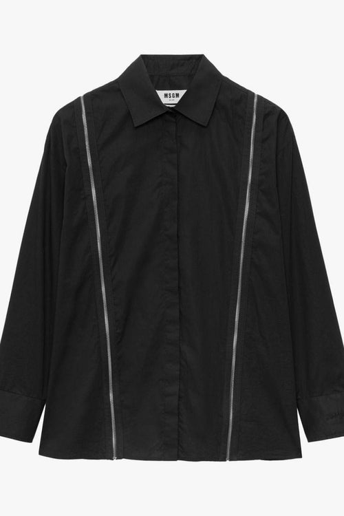 Camicia Nero Donna Dettaglio Zip