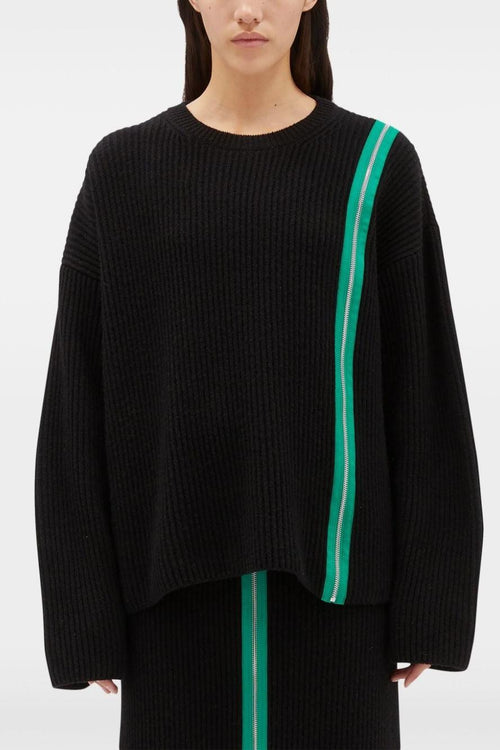 Maglia Nero Donna Zip Verde - 2