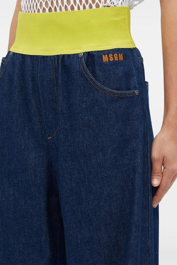 Donna Pantalone Blu Gamba Ampia - 4