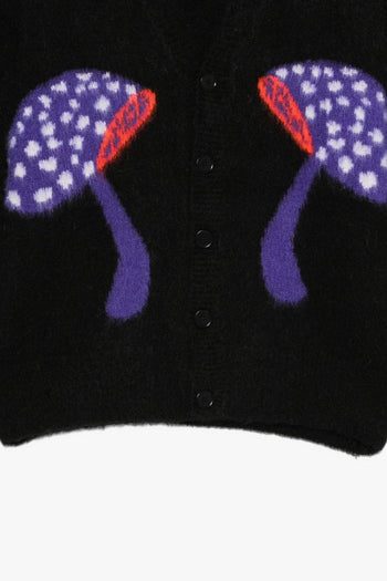 Cardigan Nero Uomo Motivo Funghi - 3