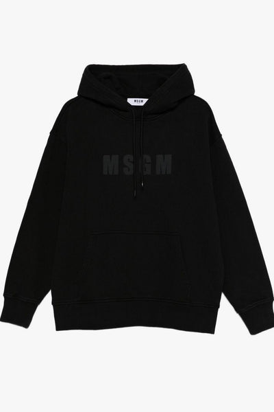 Felpa Nero Uomo Cappuccio Logo