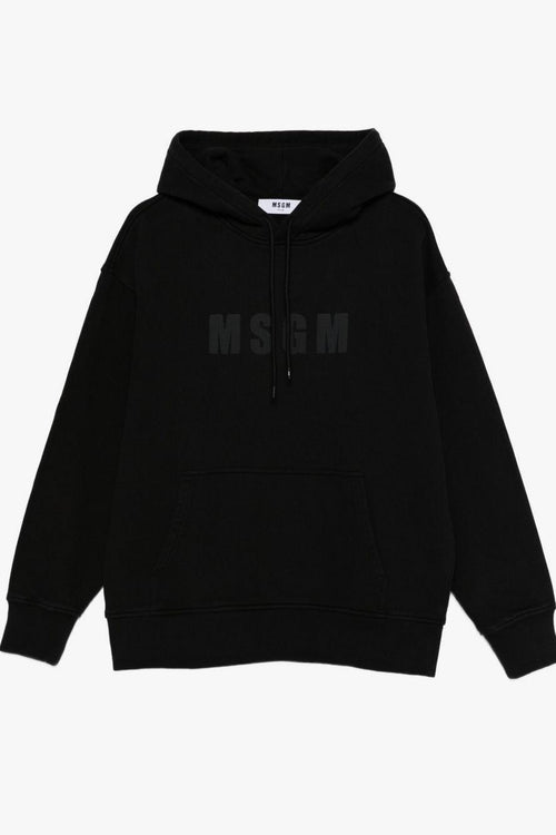 Felpa Nero Uomo Cappuccio Logo