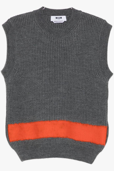 Gilet Grigio Uomo Banda Colorata