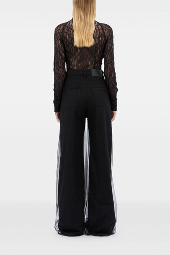 Pantalone Nero Donna con Tulle - 3