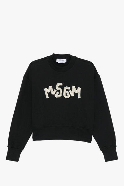 Felpa Logo Merletto Donna Nero