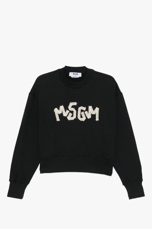 Felpa Logo Merletto Donna Nero