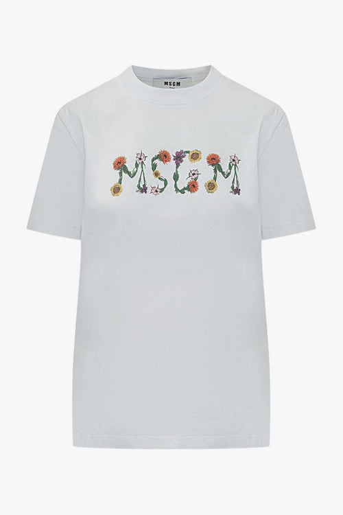 T-shirt Logo Floreale Donna Bianco
