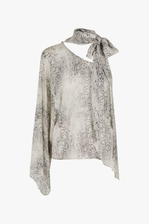 Blusa Animalier Donna Beige-Grigio
