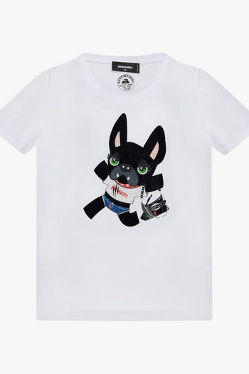 2 T-shirt Bianco Donna Bulldog e Strass - 5