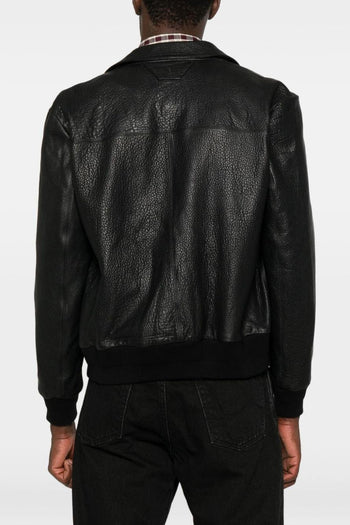 Giubbotto Nero Uomo Pelle Colletto - 3