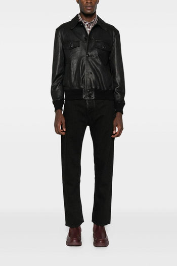 Giubbotto Nero Uomo Pelle Colletto - 4