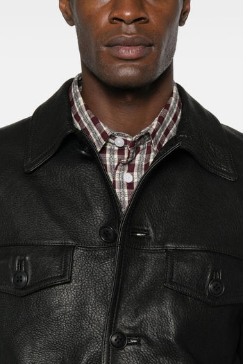 Giubbotto Nero Uomo Pelle Colletto - 5