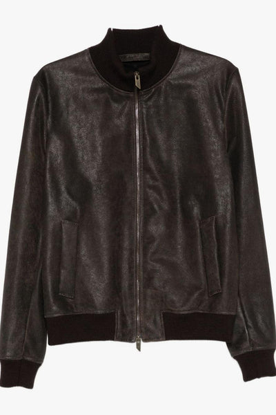 Giubbotto Marrone Uomo Pelle con Pistagna