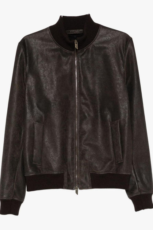 Giubbotto Marrone Uomo Pelle con Pistagna