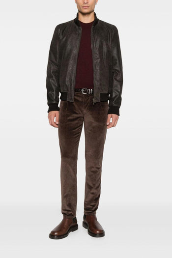 Giubbotto Marrone Uomo Pelle con Pistagna - 2