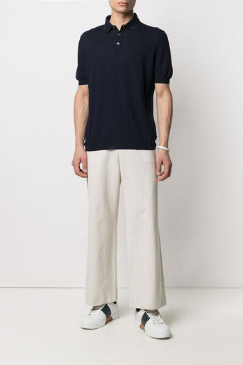 Uomo Polo Blu Colletto a Tre Bottoni - 2