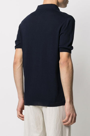Uomo Polo Blu Colletto a Tre Bottoni - 3