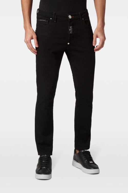 Jeans Nero Uomo Bottone Logo Hexagon - 2