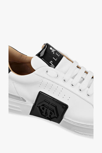 Scarpa Bianco Uomo Placca Logo a Contrasto - 4