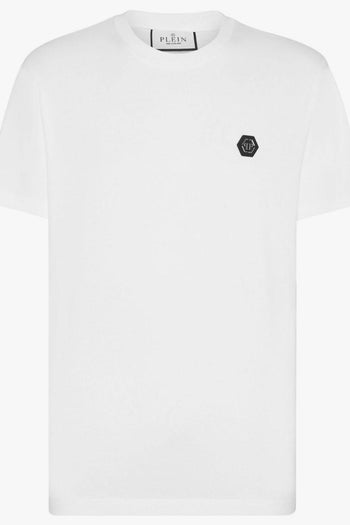 T-shirt Bianco Uomo Logo Strass Retro - 4