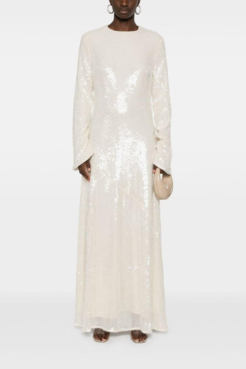 Abito Beige Donna Paillettes All Over