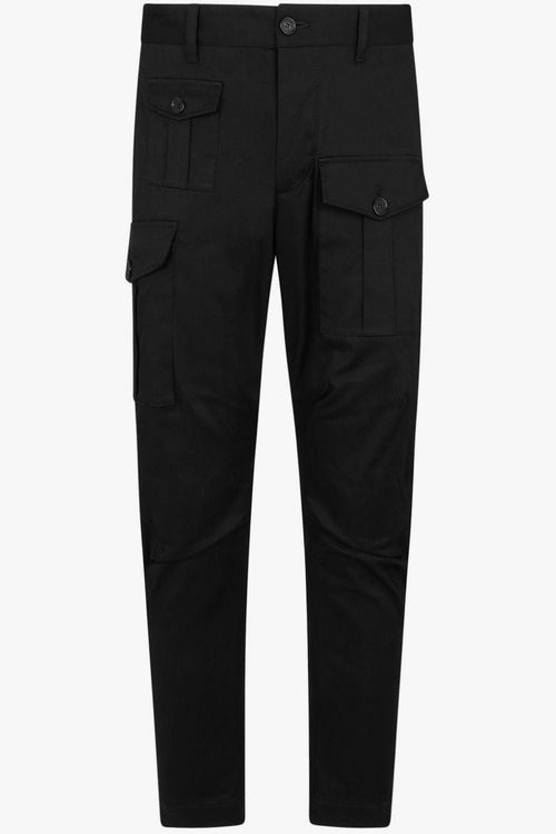 2 Pantalone Nero Uomo Cargo Skinny