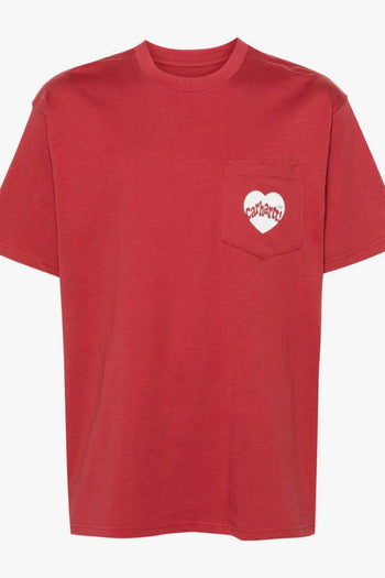 T-shirt Rosso Uomo Tasca con Logo Cuore - 5