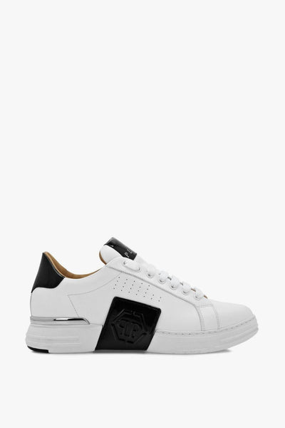 Scarpa Bianco Uomo Placca Logo a Contrasto