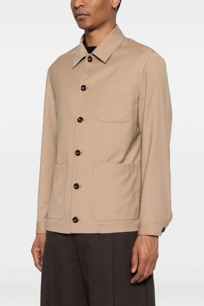 New York Camicia Tasche Applicate Uomo Beige