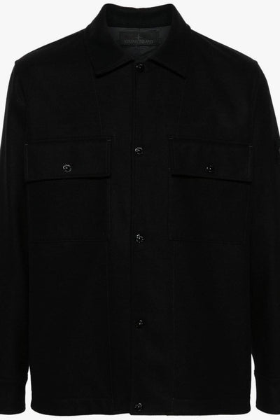 Giacca-Camicia Nero Uomo Tasche sul Petto