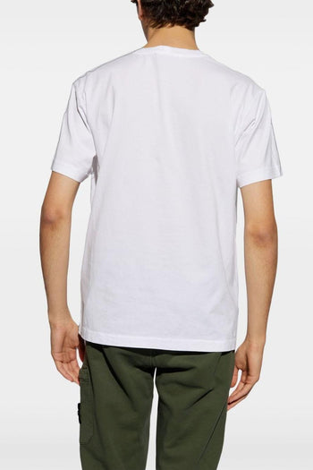 T-shirt Bianco Uomo Micro Patch Logo - 3