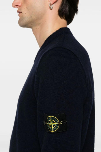 Maglia Blu Uomo Girocollo Patch Logo - 5