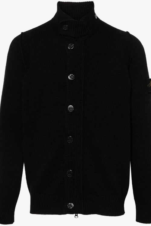 Cardigan Nero Uomo Colletto