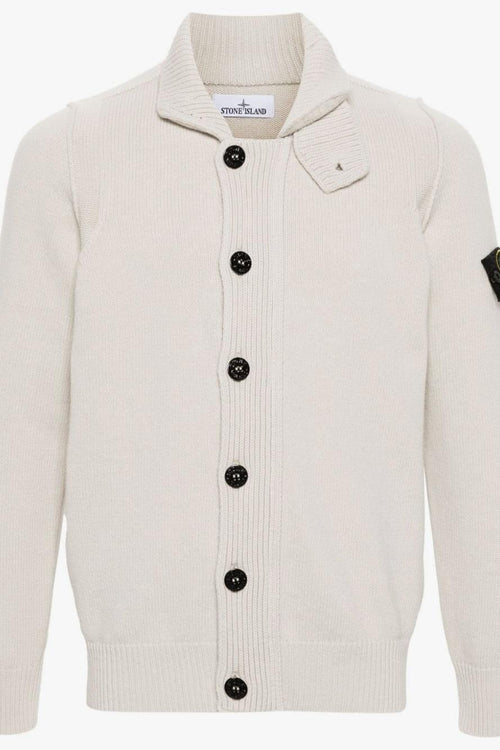 Cardigan Bianco Uomo Colletto