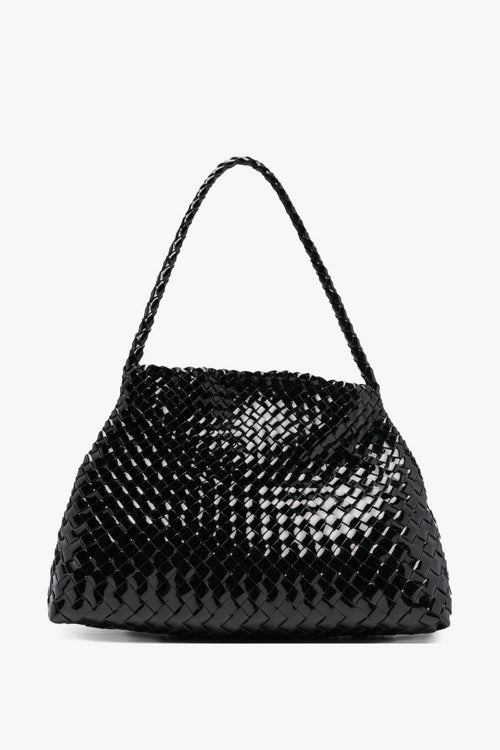 Borsa Nero Donna Motivo Intrecciato Lucido