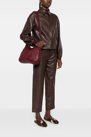 Borsa Bordeaux Donna Pelle Intrecciata - 2