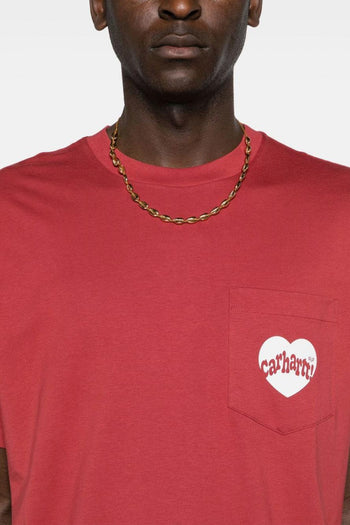 T-shirt Rosso Uomo Tasca con Logo Cuore - 4