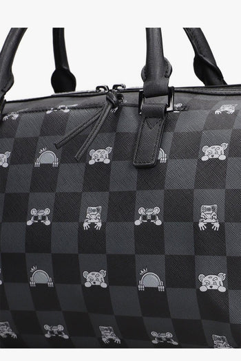 Borsone Gray Peeking Character Check Mini Duffle Uomo Nero - 3