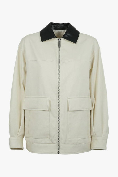 Giubbotto Colletto a Contrasto Donna Beige