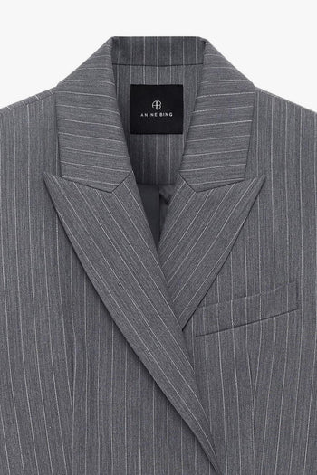 Giacca Gessato Donna Grigio - 5