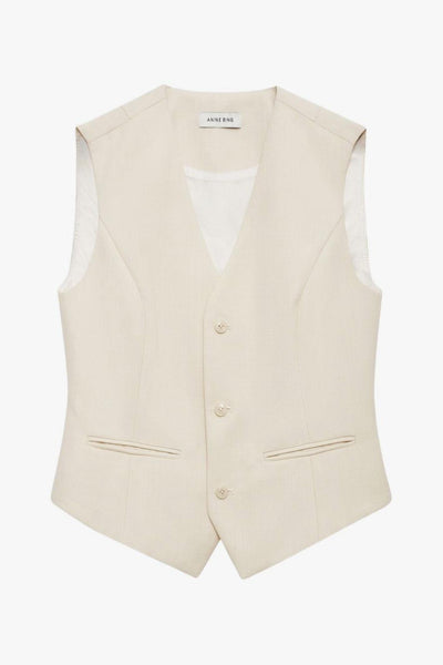 Gilet Scollo a V Donna Beige