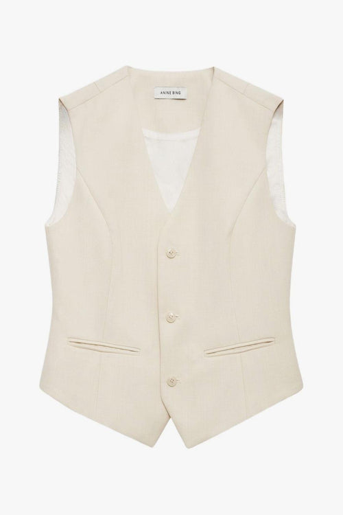 Gilet Scollo a V Donna Beige